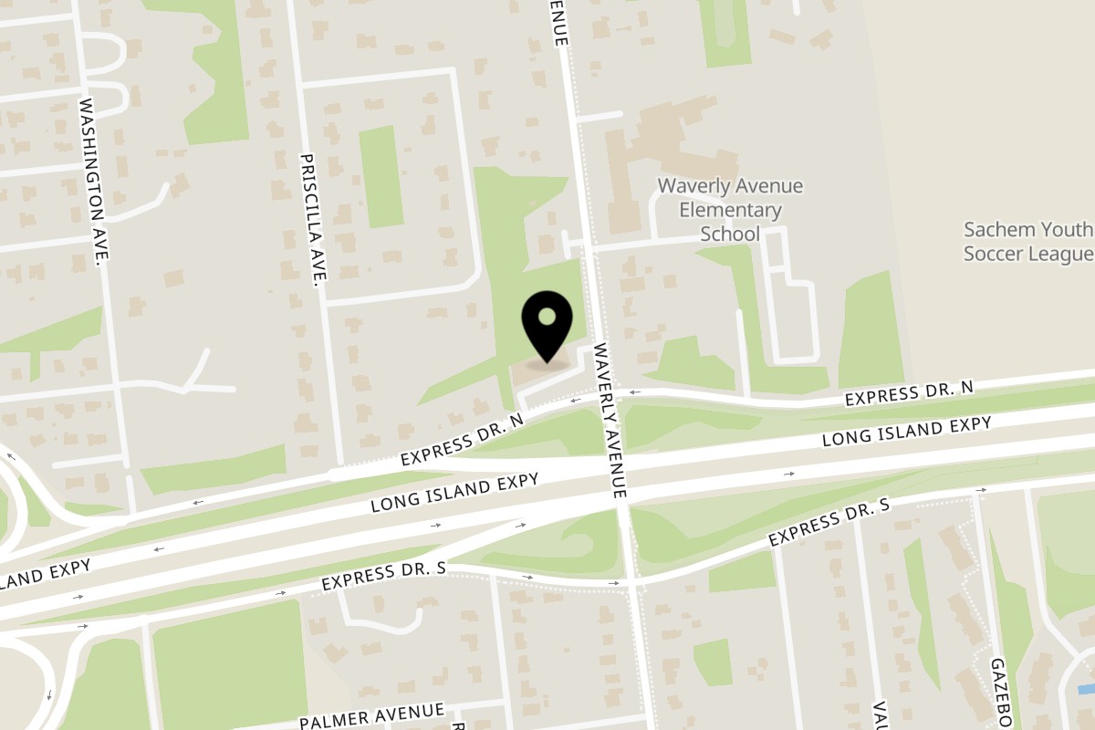 Map showing the location of Waverly Deli on 1100 Waverly Ave #3 in Holtsville